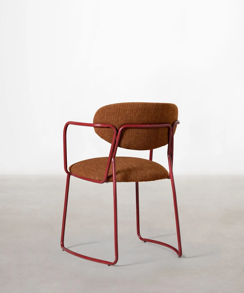 Silla de Comedor de Tela y Metal con Reposabrazos Moritz Arms