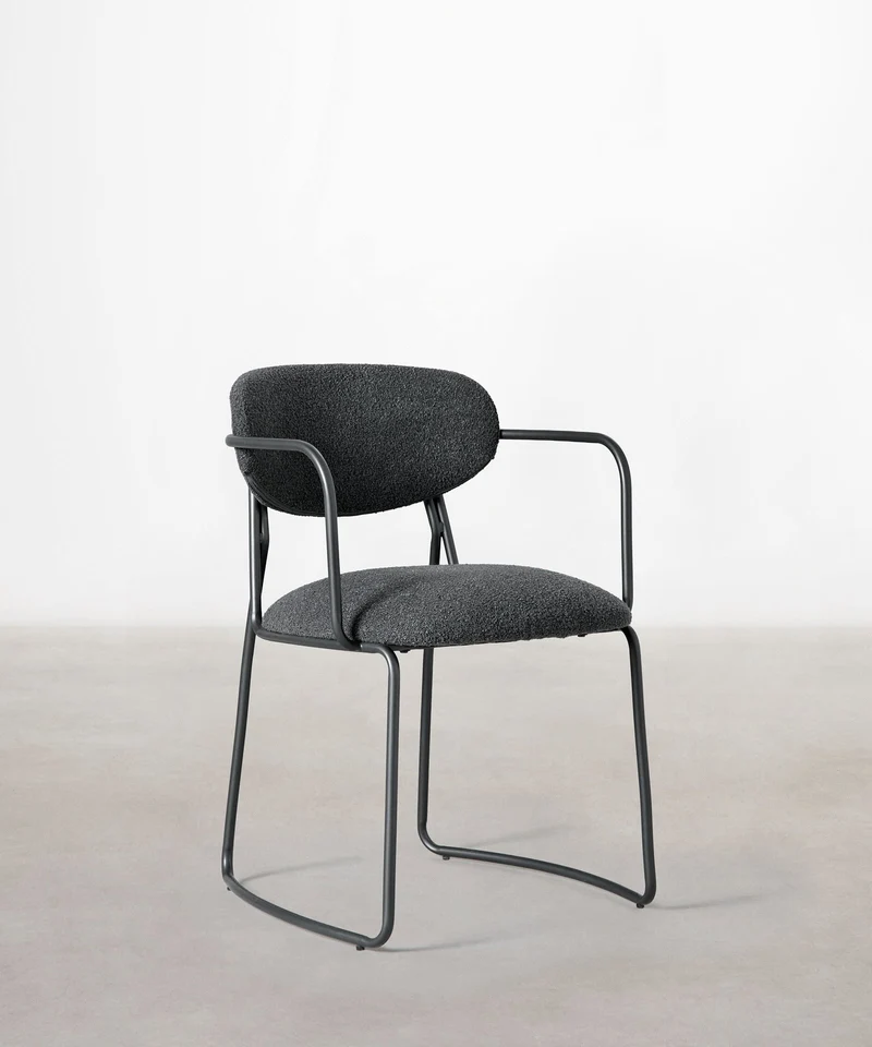Silla de Comedor de Tela y Metal con Reposabrazos Moritz Arms