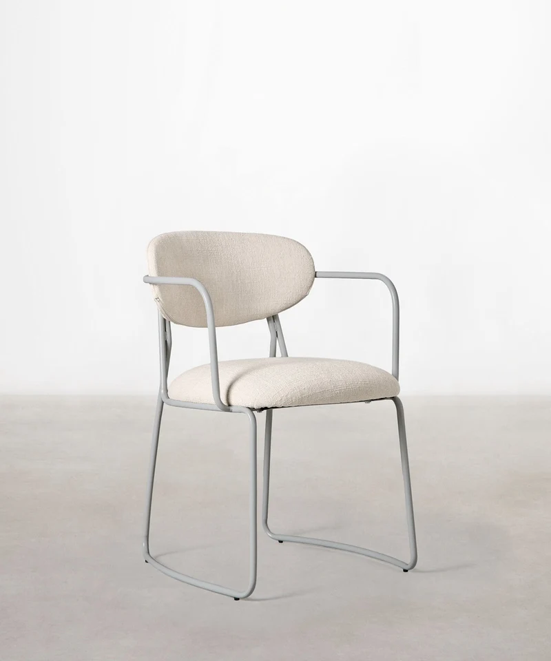 Silla de Comedor de Tela y Metal con Reposabrazos Moritz Arms