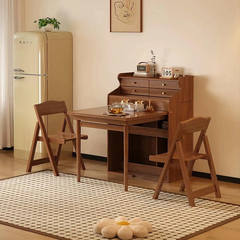 Ensemble table et chaises pliantes gain de place avec 4 chaises et tiroirs de rangement