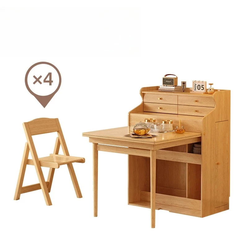 Ensemble table et chaises pliantes gain de place avec 4 chaises et tiroirs de rangement