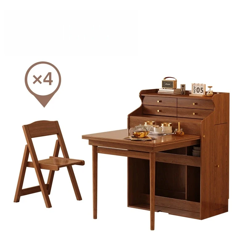 Ensemble table et chaises pliantes gain de place avec 4 chaises et tiroirs de rangement