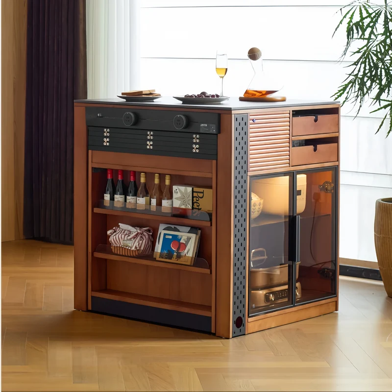 Îlot de cuisine en buis massif avec table à manger extensible