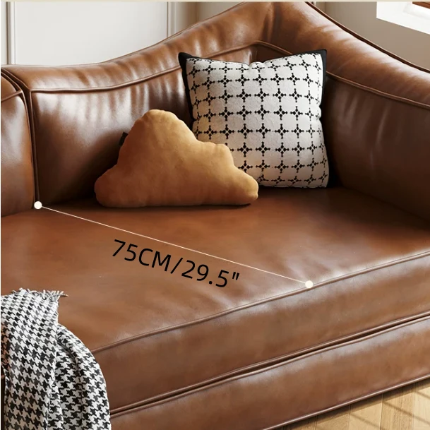 Canapé-lit modulaire sans ossature en cuir ciré à l'huile