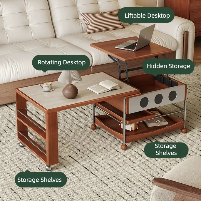 Table basse de bureau relevable et pivotante MUSE