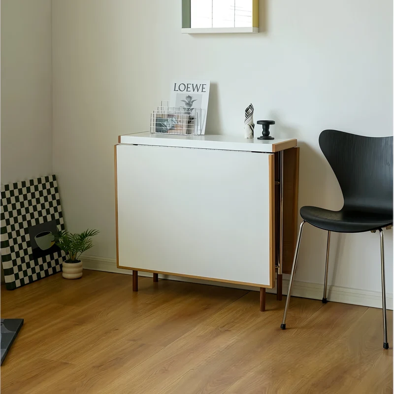 Table de salle à manger à double abattant avec pieds en acier inoxydable