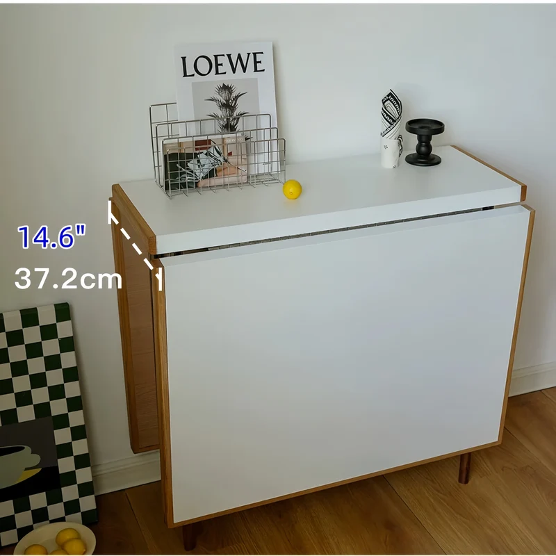 Table de salle à manger à double abattant avec pieds en acier inoxydable