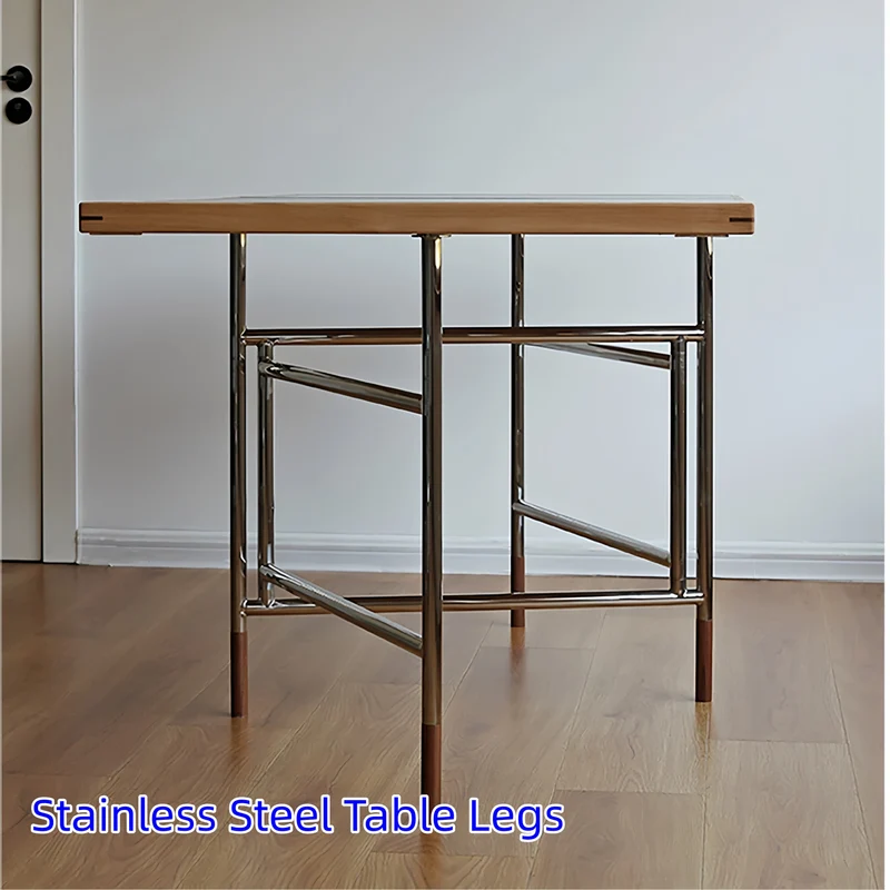 Table de salle à manger à double abattant avec pieds en acier inoxydable
