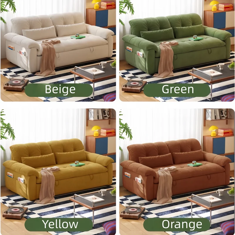 Canapé-lit convertible FatCat en velours suédé microfibre avec poches latérales