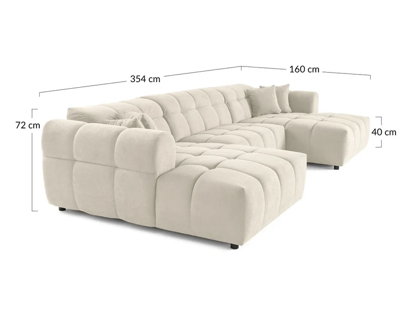 Canapé panoramique BESTMOBILIER 7 places en tissu beige RAY