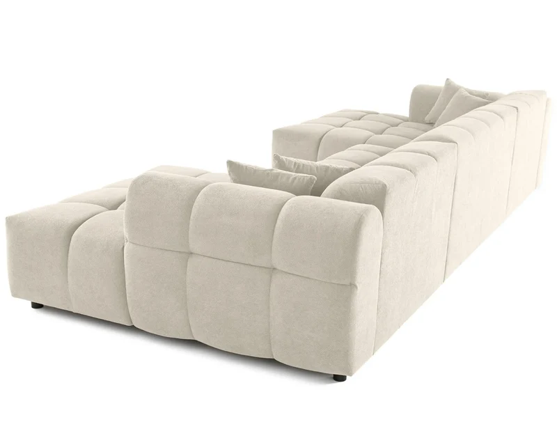 Canapé panoramique BESTMOBILIER 7 places en tissu beige RAY
