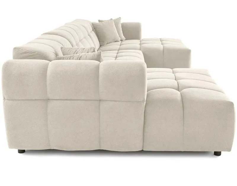 Canapé panoramique BESTMOBILIER 7 places en tissu beige RAY