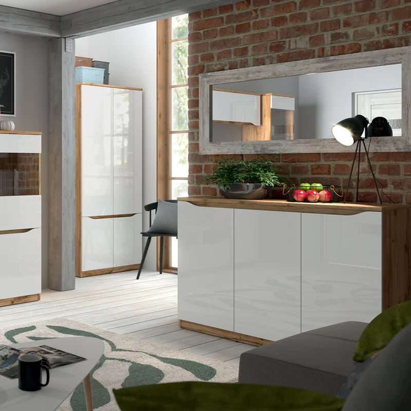 Buffet 3 portes June Blanc et Bois