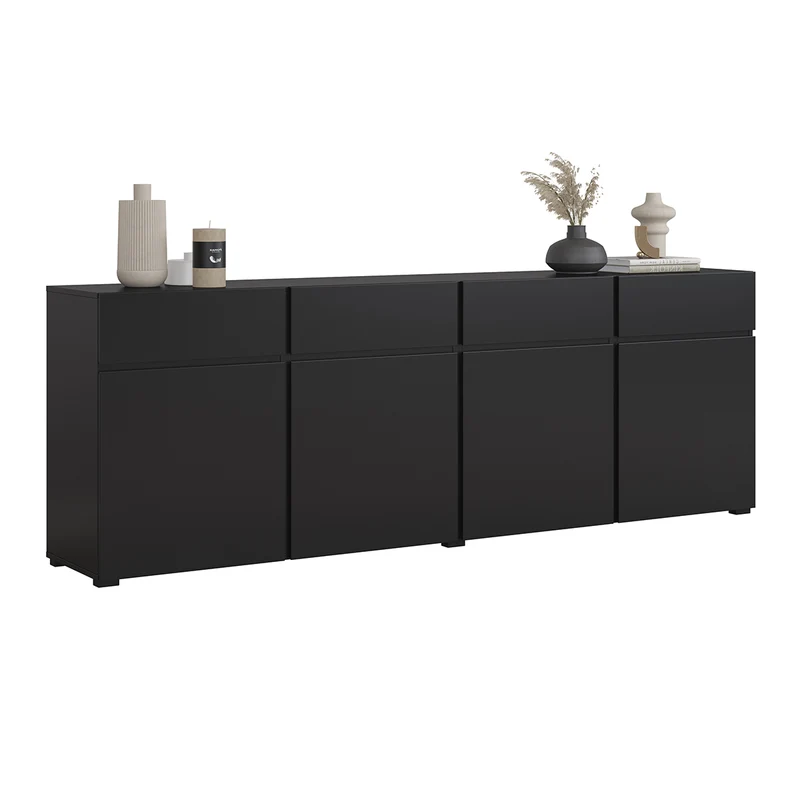 Buffet 4 portes 4 tiroirs Lilia Noir