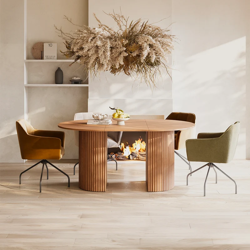 Table à manger extensible 4 à 8 places Canopée Bois foncé