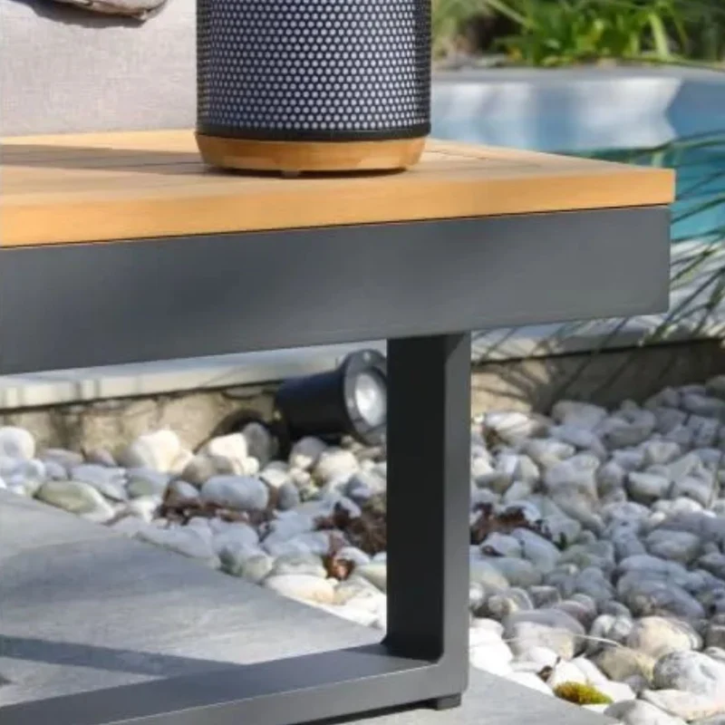 Salon de jardin 4 places DCB GARDEN Tokyo en bois d'acacia et aluminium gris anthracite