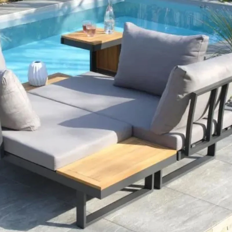 Salon de jardin 4 places DCB GARDEN Tokyo en bois d'acacia et aluminium gris anthracite