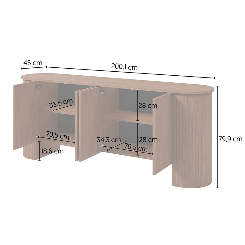 Buffet 4 portes Canopée Bois foncé