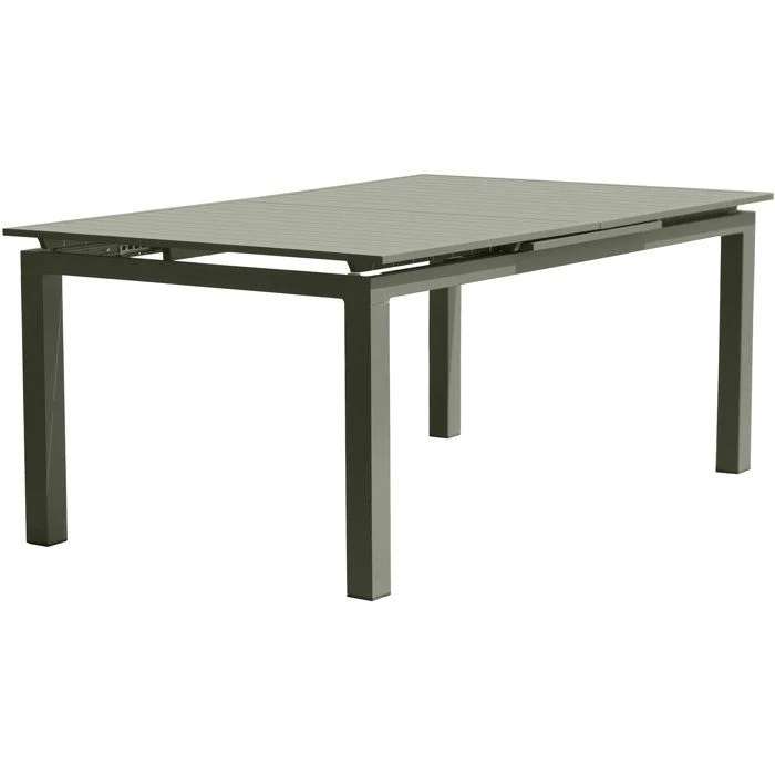 Table de jardin DCB GARDEN 10 places en aluminium kaki 180/240x100 cm avec rallonge automatique