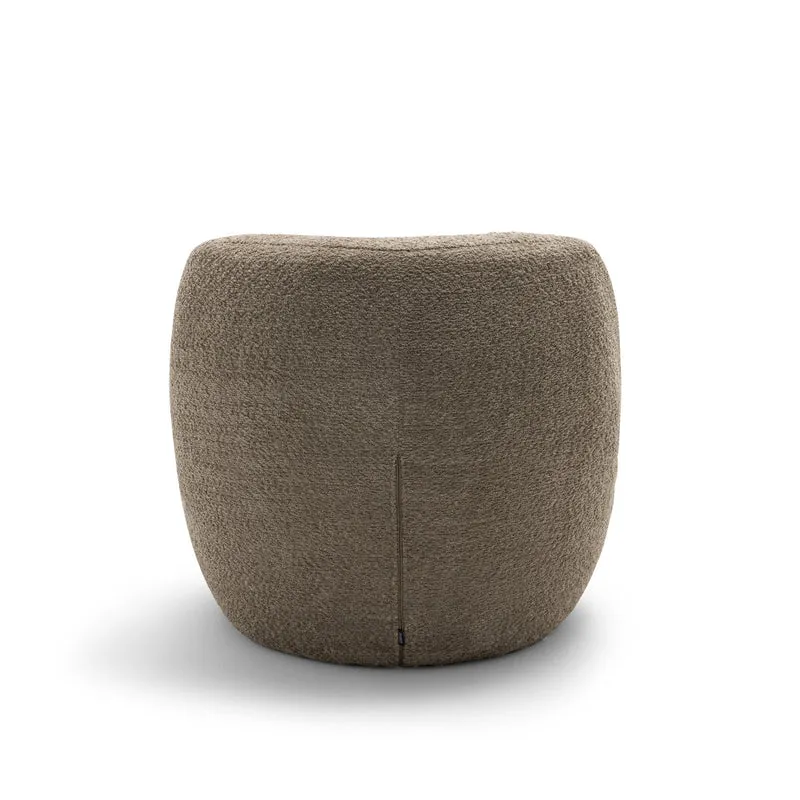 Fauteuil DRAWER Mo rond en tissu bouclette taupe