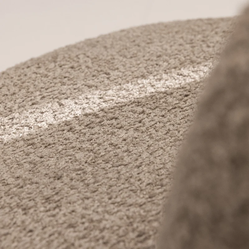 Fauteuil DRAWER Mo rond en tissu bouclette taupe