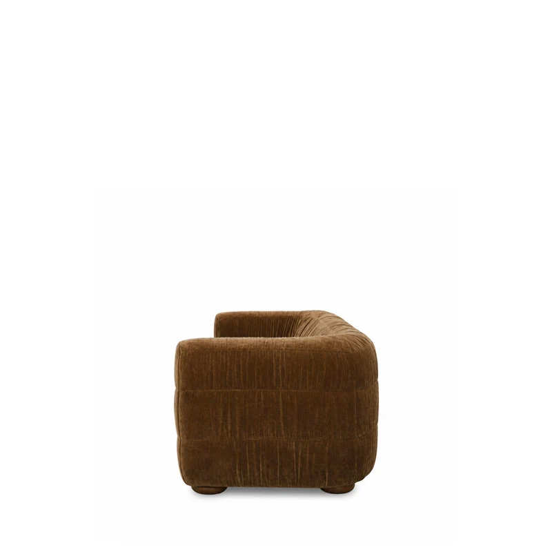 Canapé droit DRAWER Connie 3 places en velours plissé marron