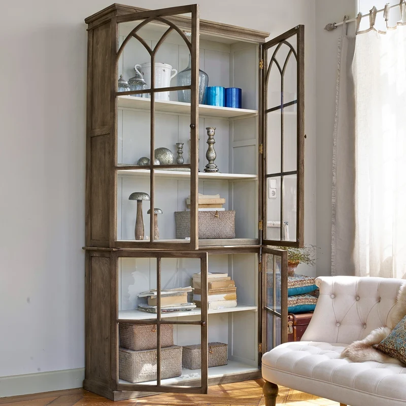 Vitrine LOBERON Garrard en bois marron et portes vitrées