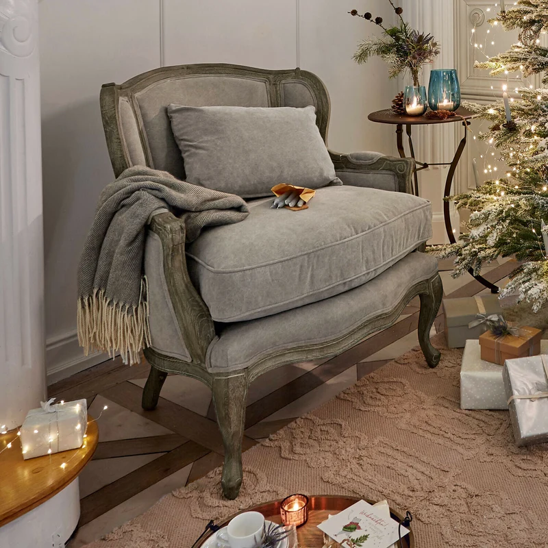 Fauteuil LOBERON Kingswinford gris en bois