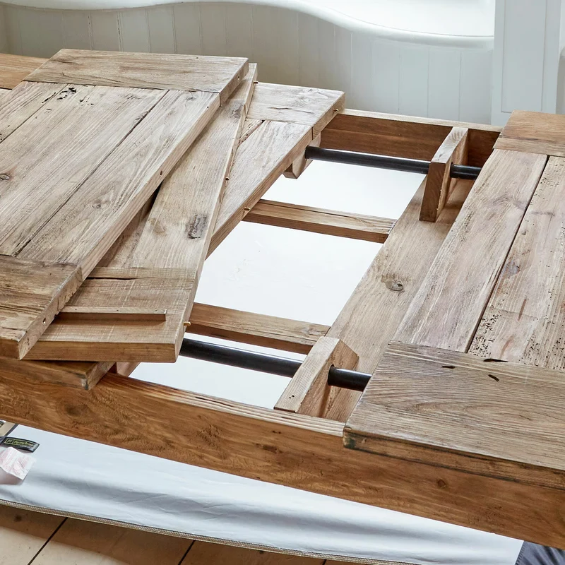 Table à manger extensible LOBERON Amherst en bois de pin + 2 bancs
