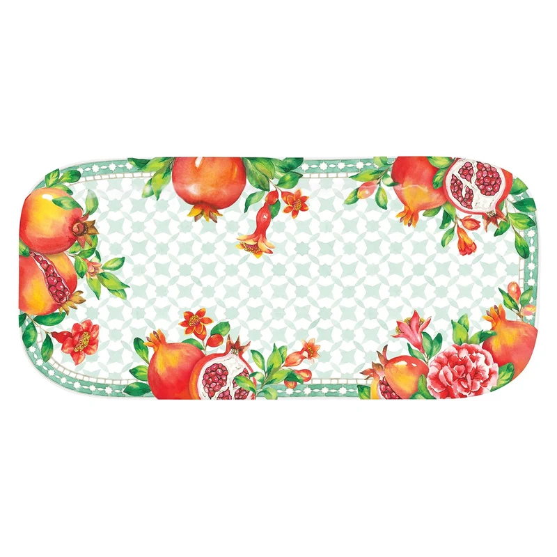 Plat à cake long rectangulaire en mélamine grenade - 37,5 cm