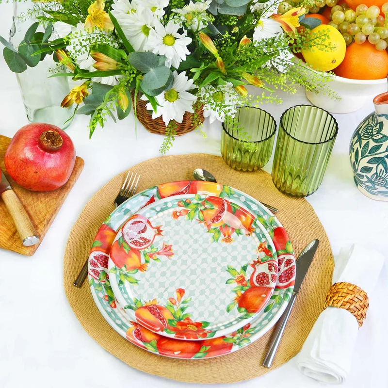 Petite assiette plate à dessert en mélamine grenade - Ø 23 cm
