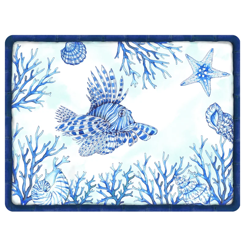 Set de table rectangulaire (40 x 30 cm) corail - Lot de 6