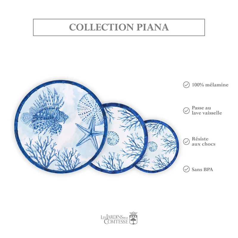 Grande assiette plate en mélamine corail - Ø 28 cm