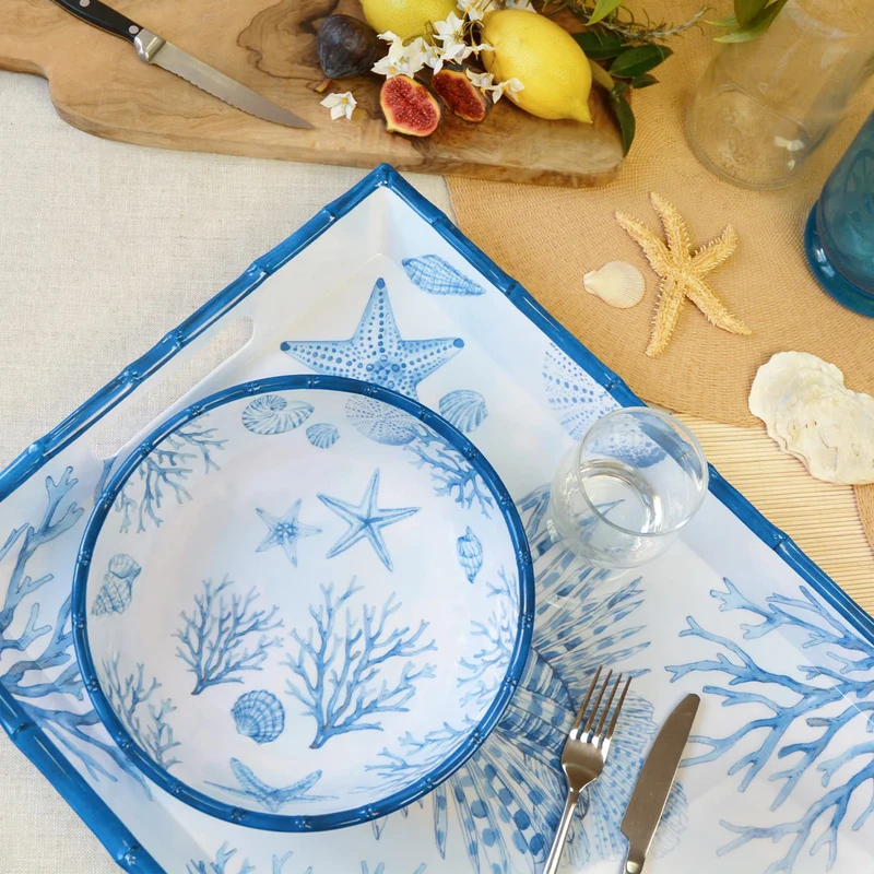 Grande assiette creuse en mélamine corail - 23 cm
