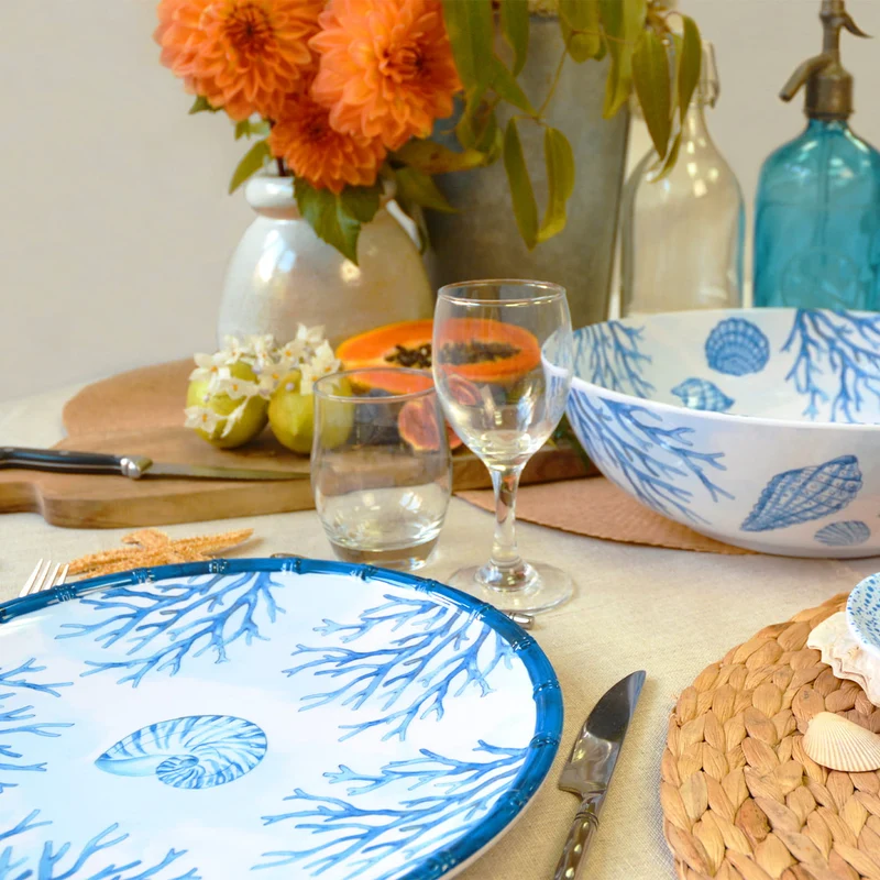 Grande assiette plate en mélamine corail - Ø 28 cm