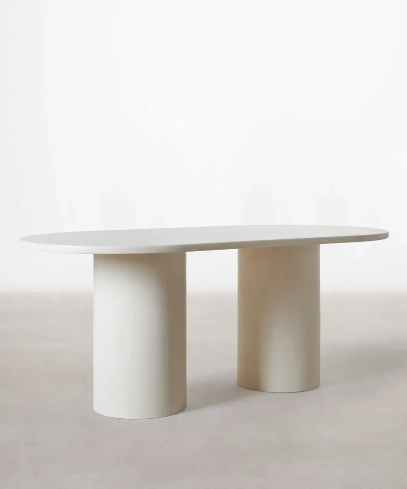 Mesa de Comedor Ovalada en Microcemento Juno