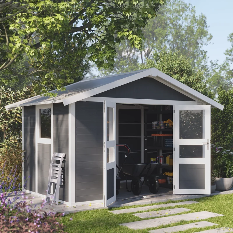Abri de jardin 7,5 m² PMMA gris Déco