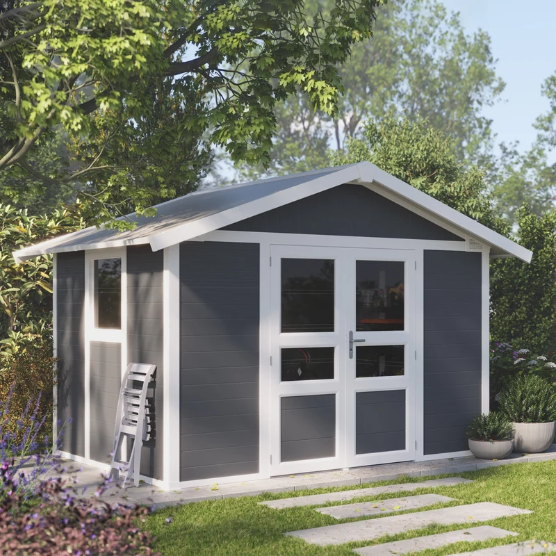 Abri de jardin 7,5 m² PMMA gris Déco