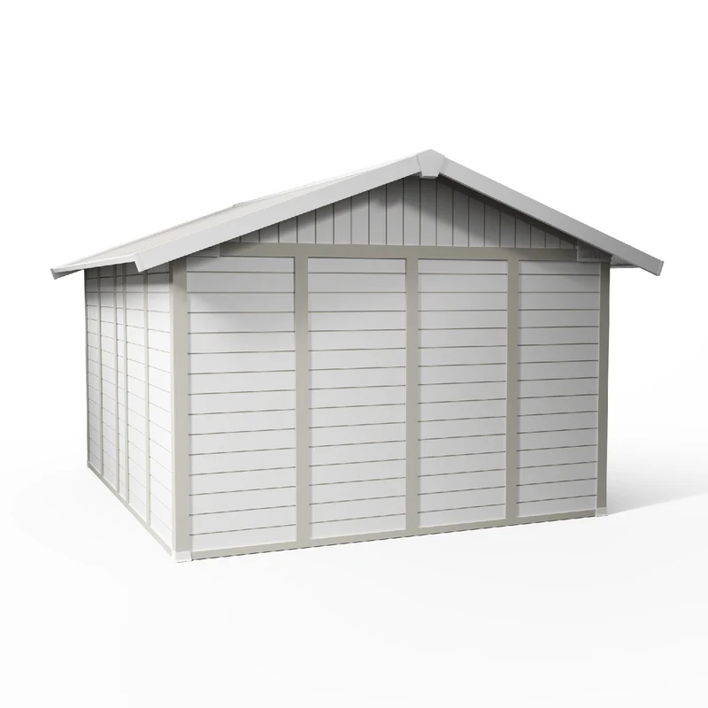 Abri de jardin 11 m² blanc-gris_vert Déco