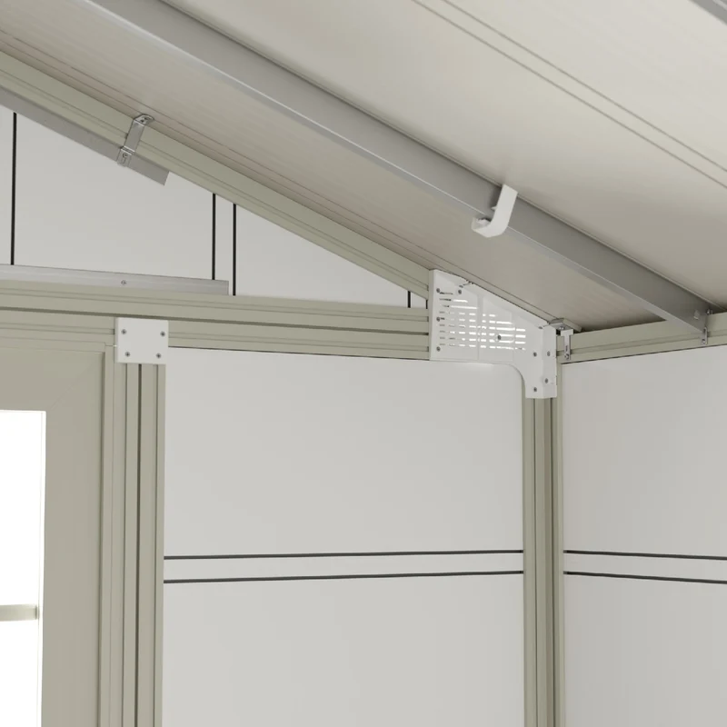 Abri de jardin 7,5 m² blanc - gris_vert Déco