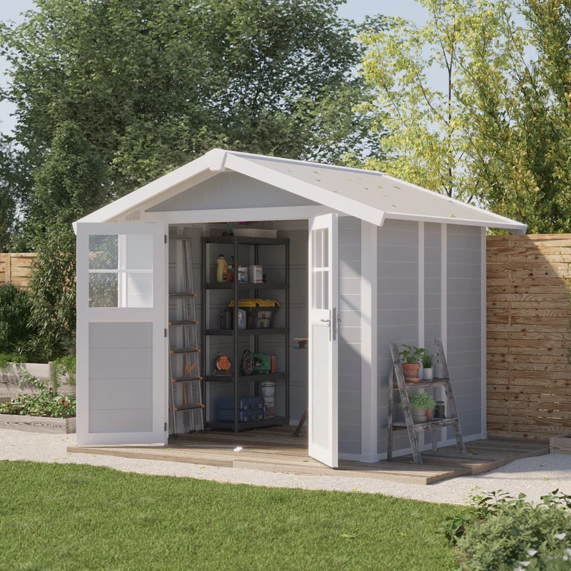 Abri de jardin 4,9 m² gris clair Déco