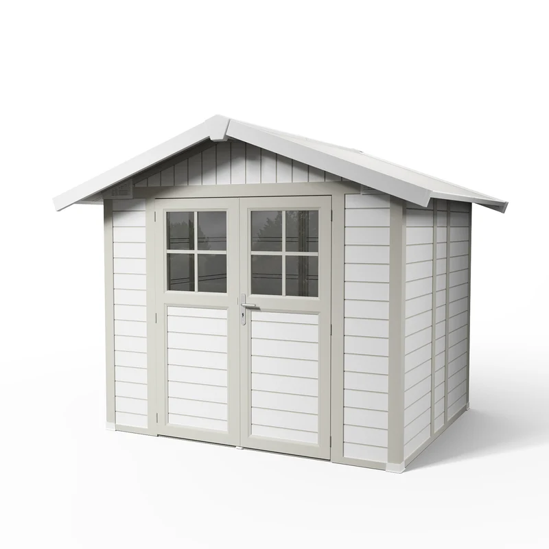 Abri de jardin 4,9 m² blanc - gris_vert Déco