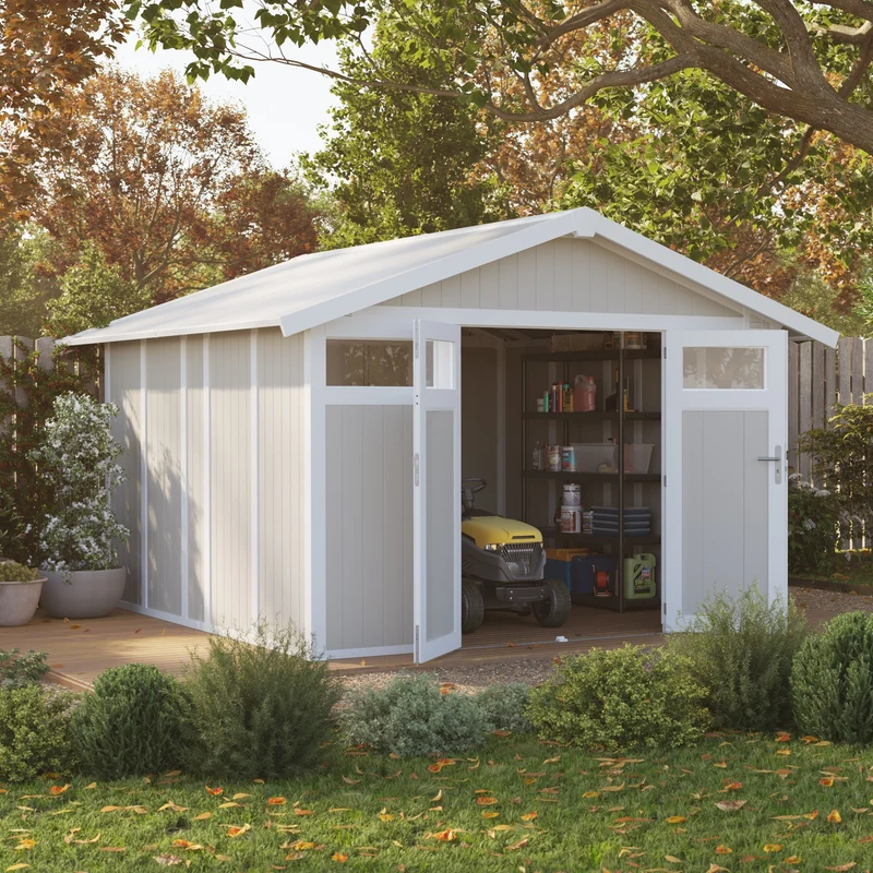 Abri de jardin 11 m² gris - vert Utility