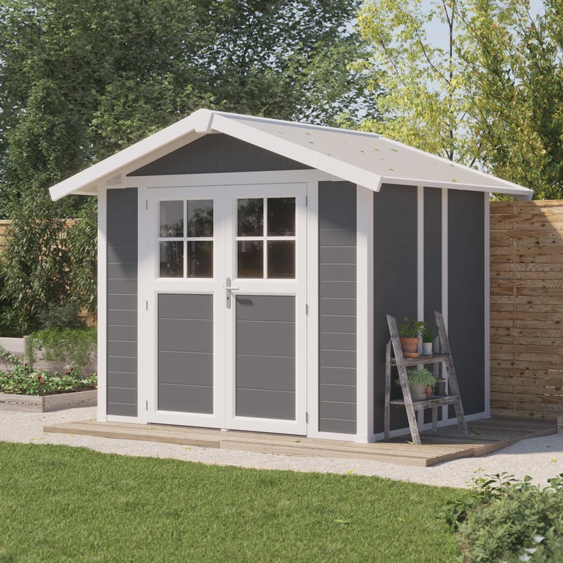 Abri de jardin 4,9 m² PMMA gris foncé Déco