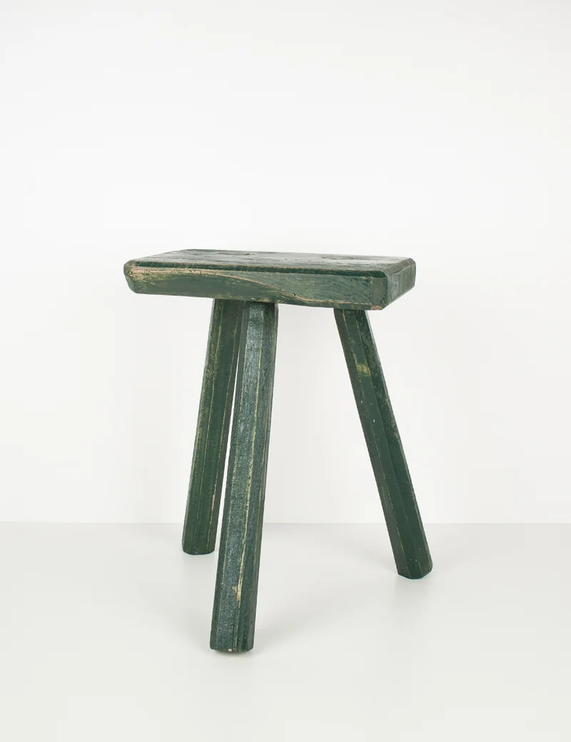 Tabouret de ferme tripode vert