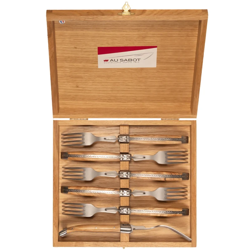 Laguiole Au Sabot Set of 6 Olive Wood Forks