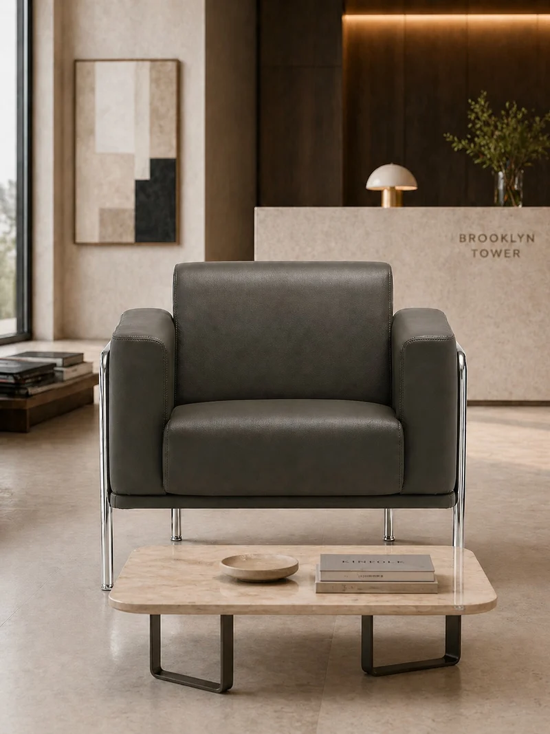 Fauteuil d'accueil Matis en simili-cuir