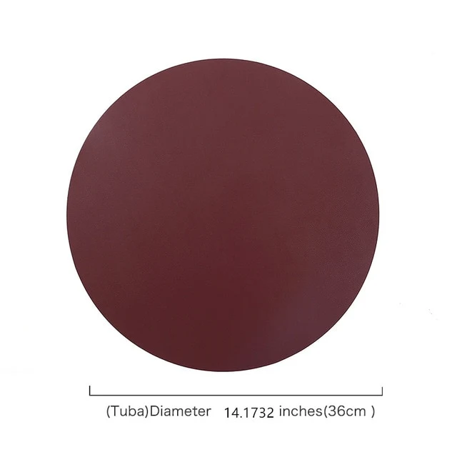 Set de Table Rond Cuir PU Marron Uni