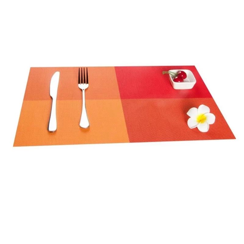 Set de Table en Plastique Rigide de Design Rectangulaire Orange Rouge Haute Qualité (4 Pièces)