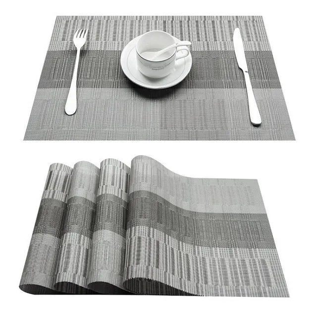 Set de Table en Plastique Rigide de Design Rectangulaire Gris Wave Haute Qualité (4 Pièces)